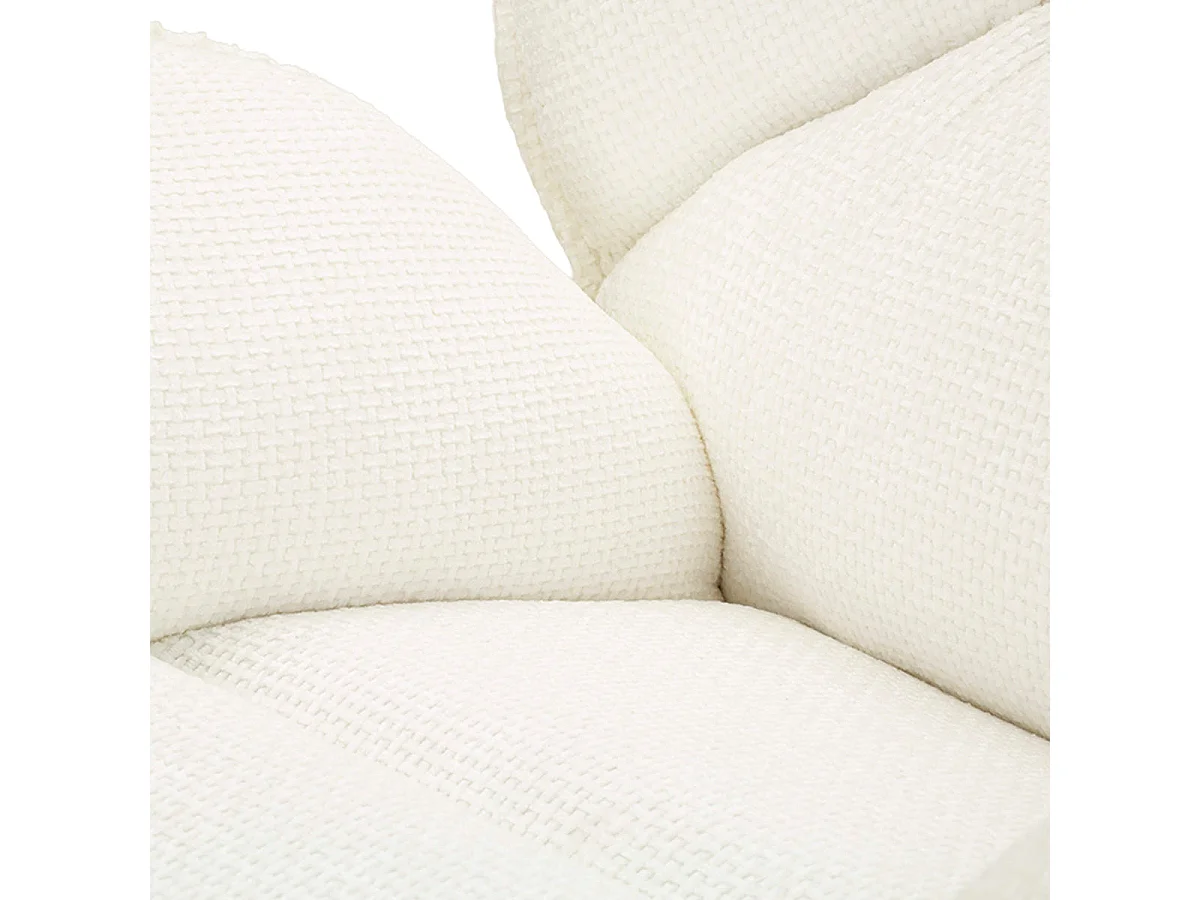 Poltrona giratória Dustin tecido chenille Branco e Creme