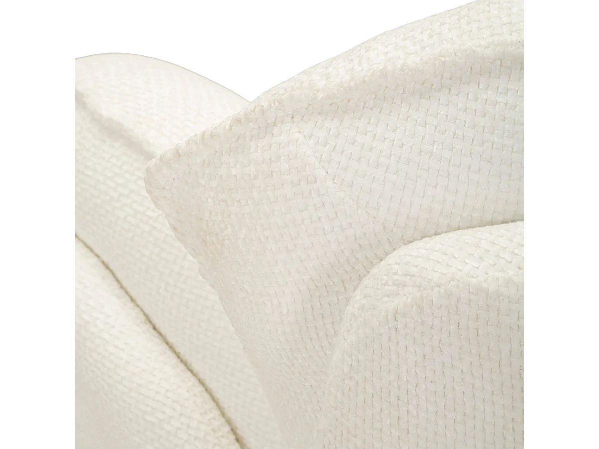 Poltrona giratória Dustin tecido chenille Branco e Creme