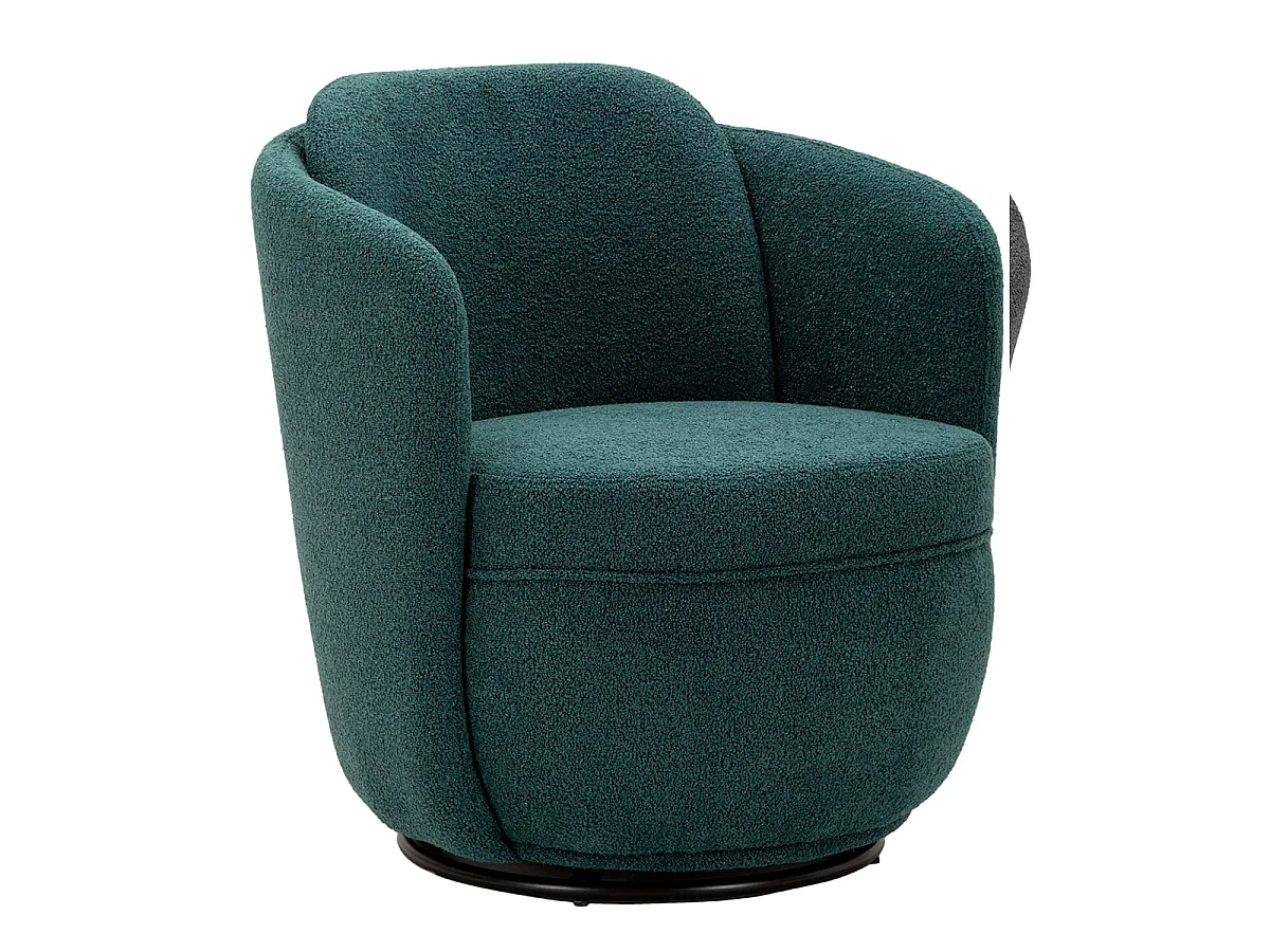 Fauteuil pivotant Turin tissu bouclette Bleu canard