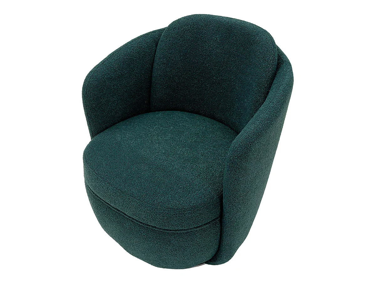 Fauteuil pivotant Turin tissu bouclette Bleu canard