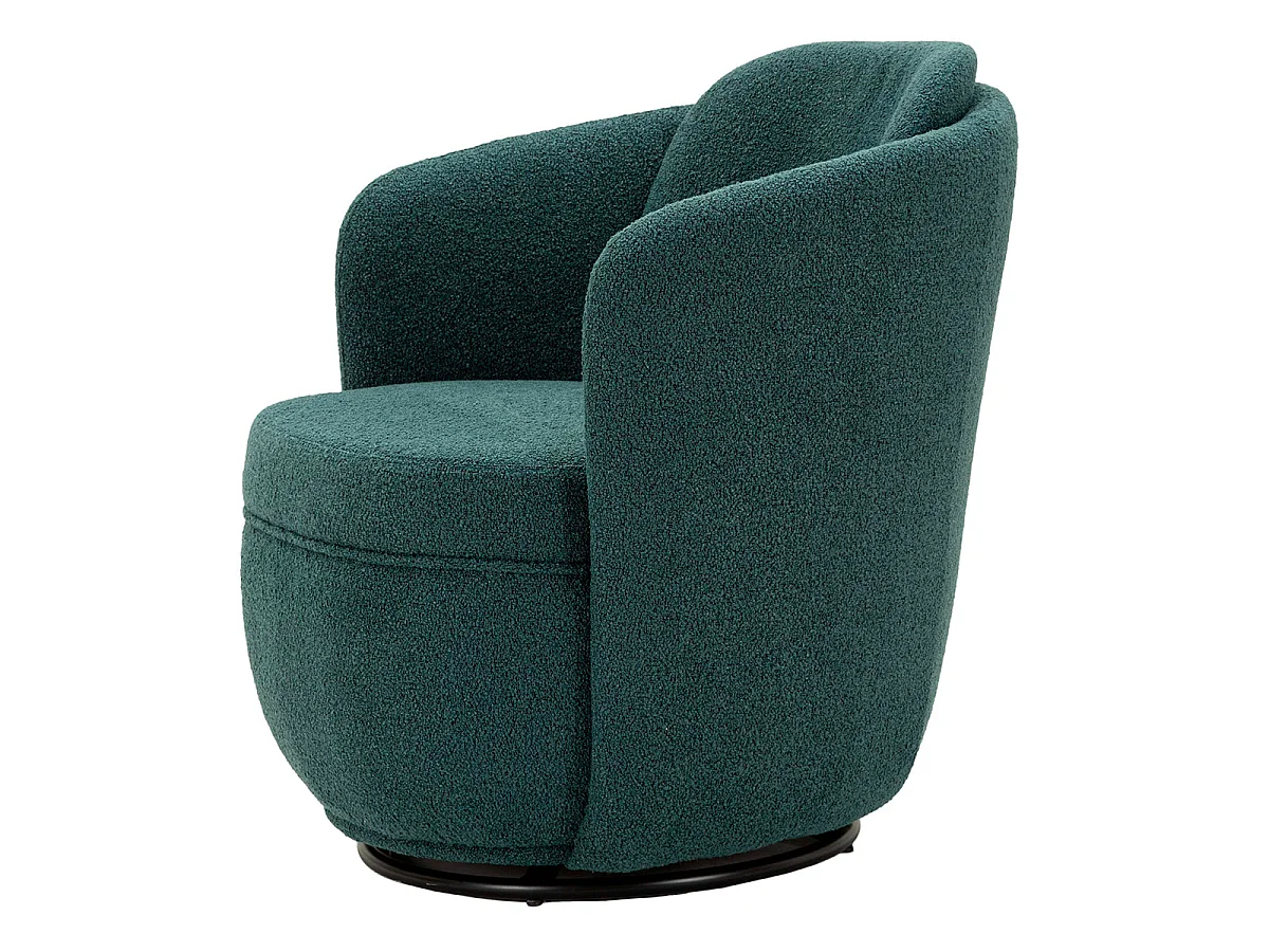 Fauteuil pivotant Turin tissu bouclette Bleu canard