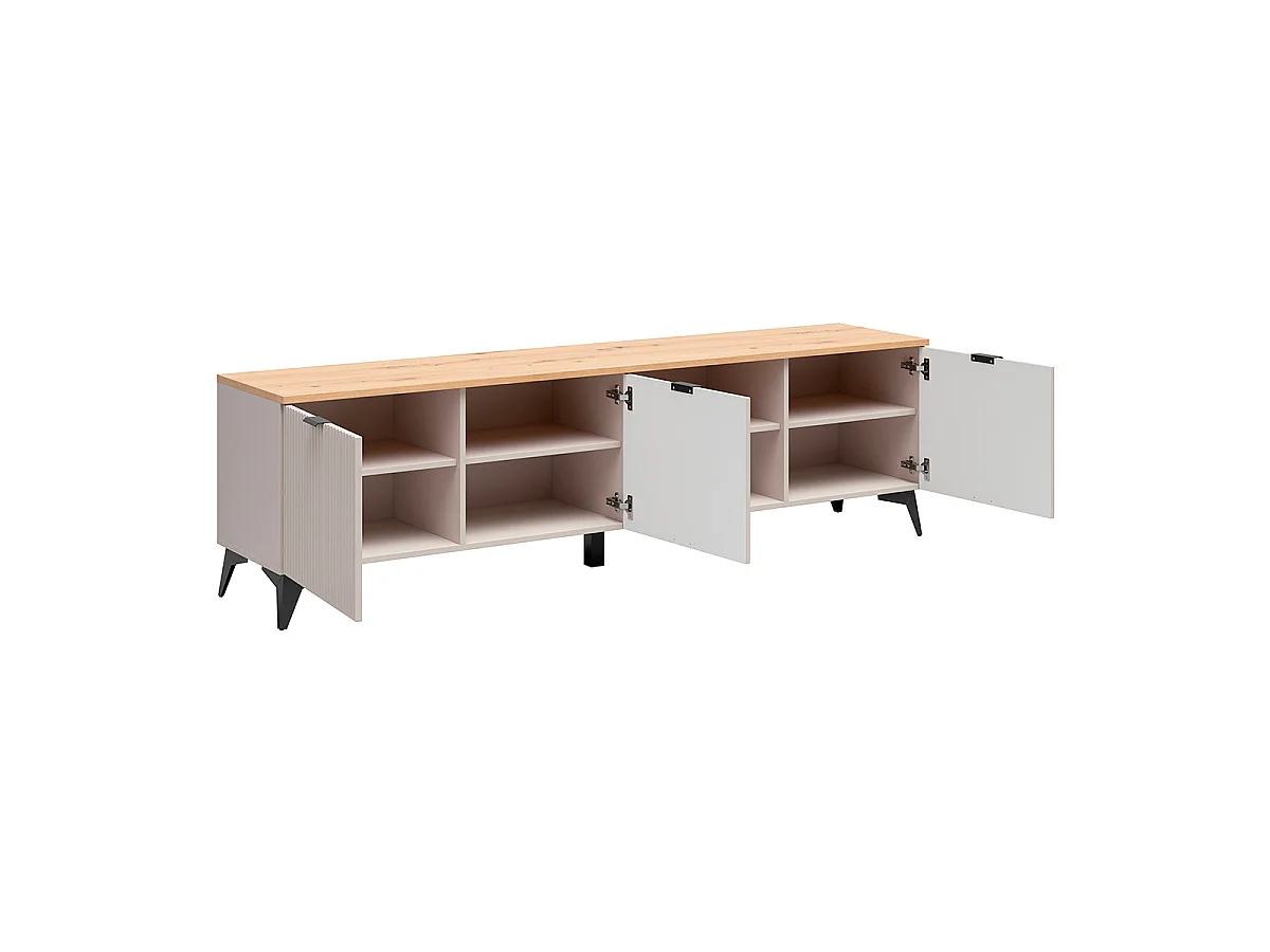 Vicky 3-Door, 2-Shelf TV Stand in Cashmere and Wood