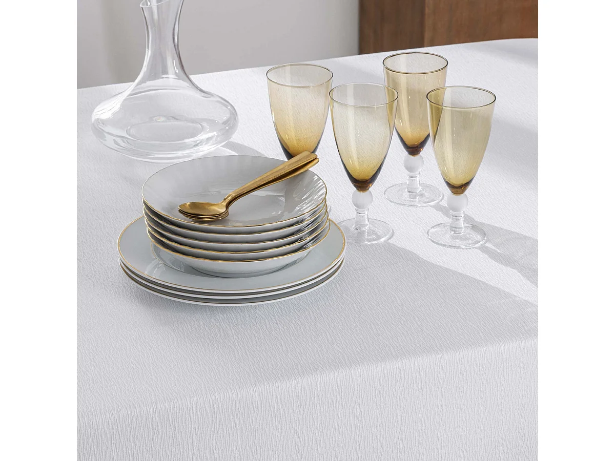 Nappe Antitache Jacquard "Daphne" 140x240cm Blanc