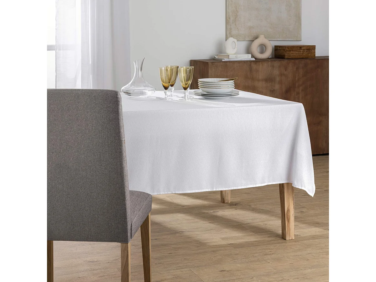 Nappe Antitache Jacquard "Daphne" 140x240cm Blanc