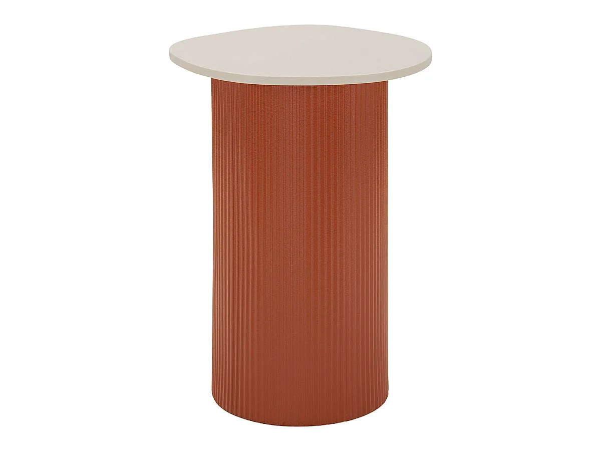 Bout de canapé 35 cm effet marbre Frieda Terracota et Blanc