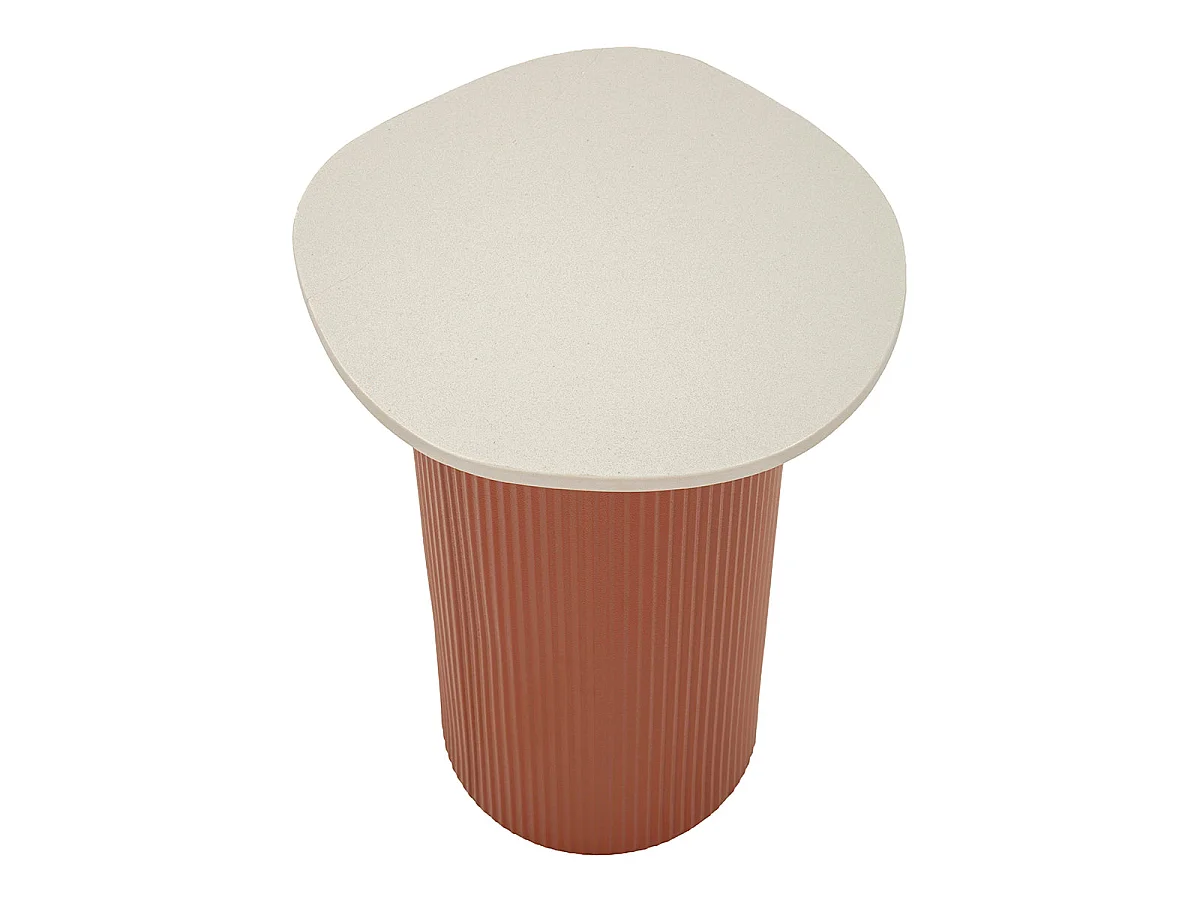 Bout de canapé 35 cm effet marbre Frieda Terracota et Blanc