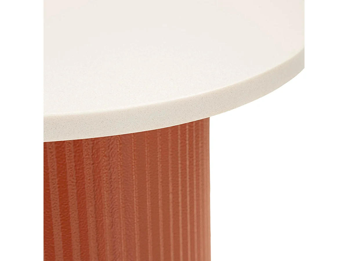 Bout de canapé 35 cm effet marbre Frieda Terracota et Blanc