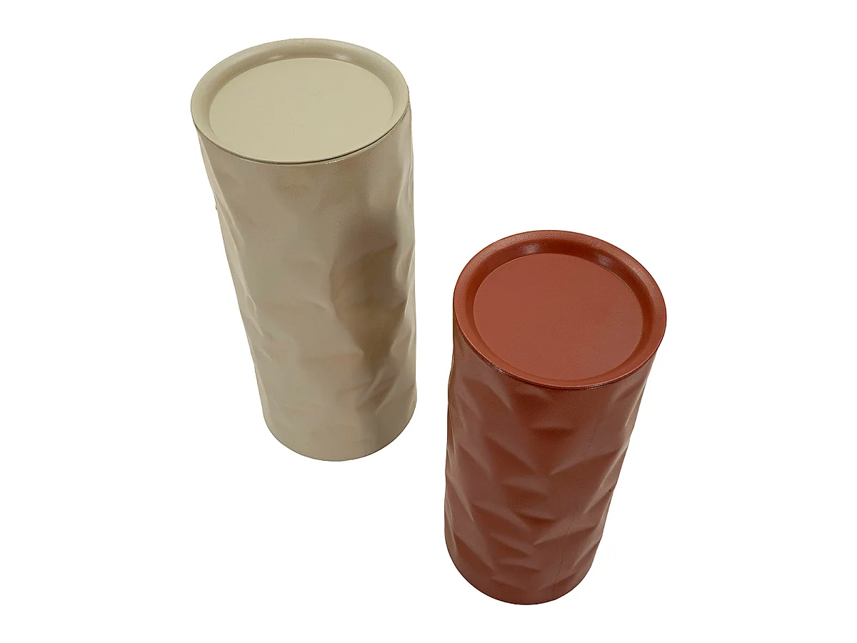 Lot de 2 bouts de canapé 30 cm et 27 cm métal froissé Kiera Bordeaux et Taupe