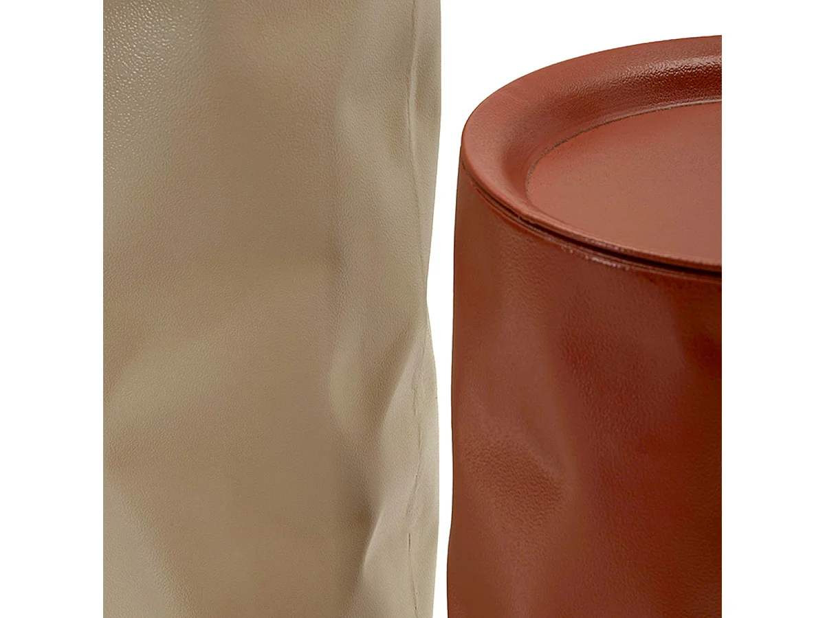 Lot de 2 bouts de canapé 30 cm et 27 cm métal froissé Kiera Bordeaux et Taupe