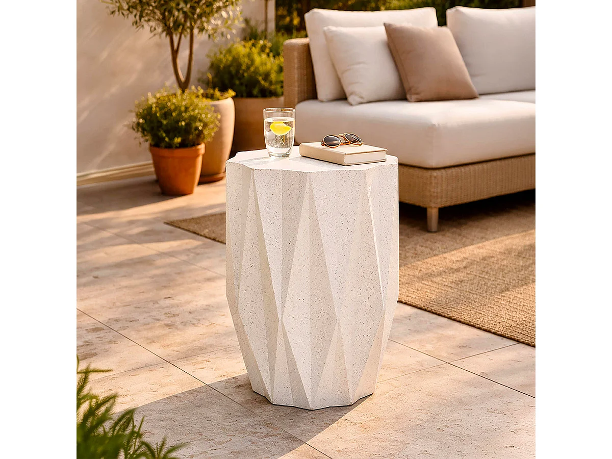 Soffbord 38,5 cm i stenimitation, Terraza Crème