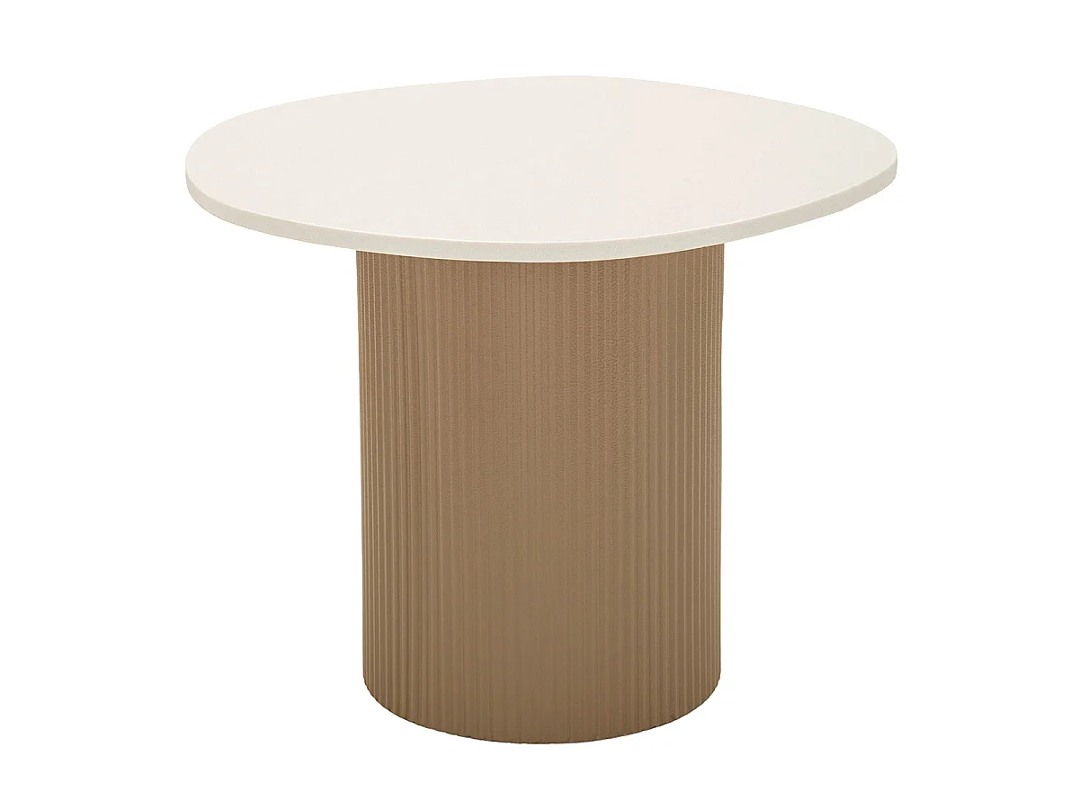Soffbord 46 cm i marmorimitation, Frieda, taupe och vitt