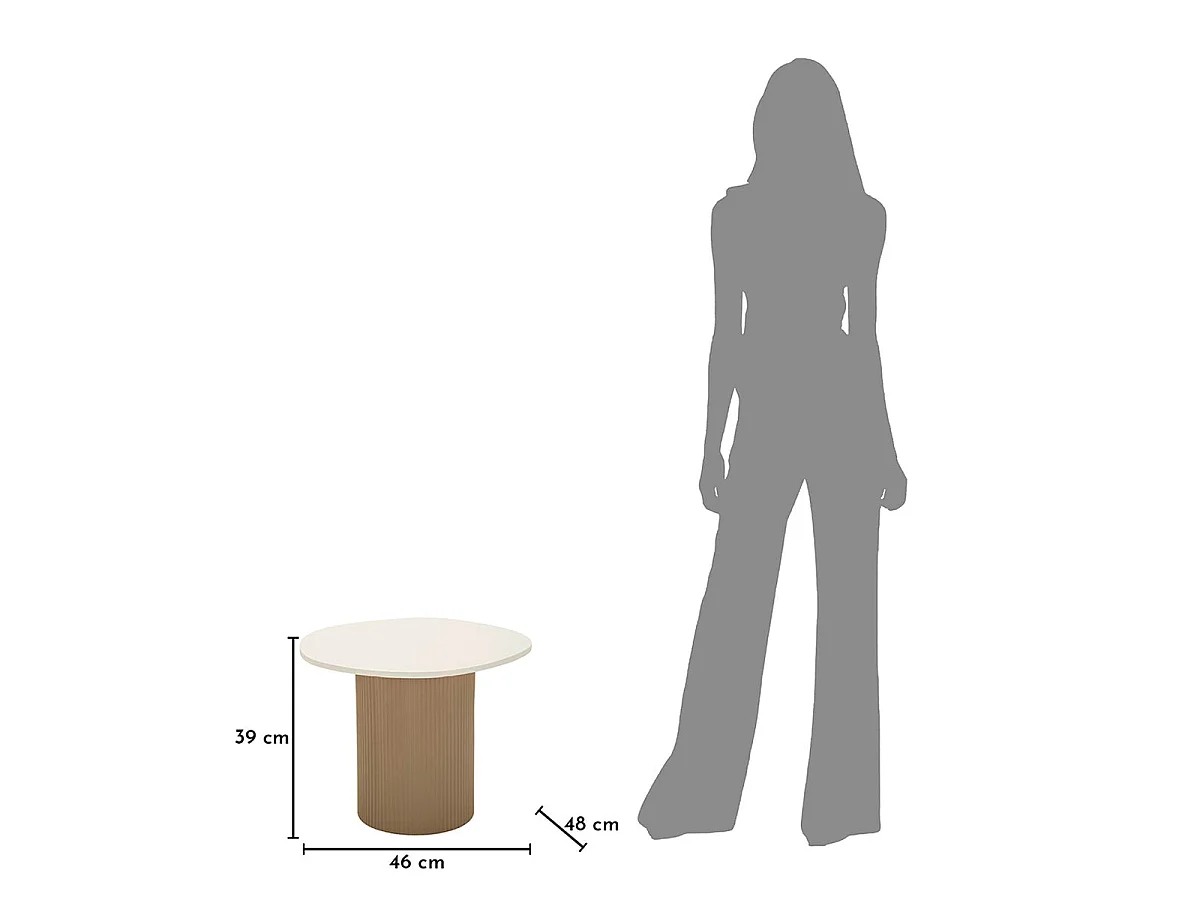 Soffbord 46 cm i marmorimitation, Frieda, taupe och vitt