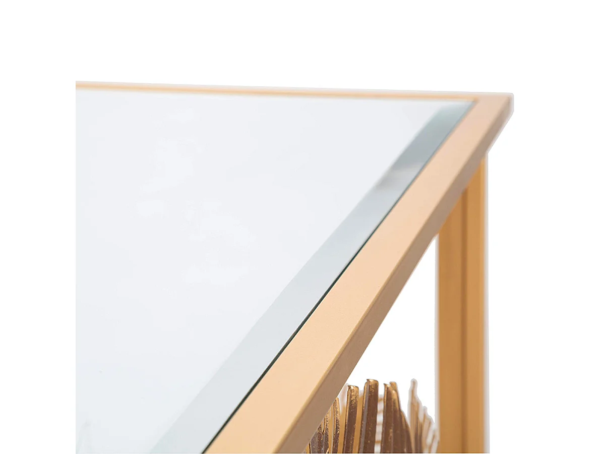 Console en métal et plateau en miroir Flora Dorée