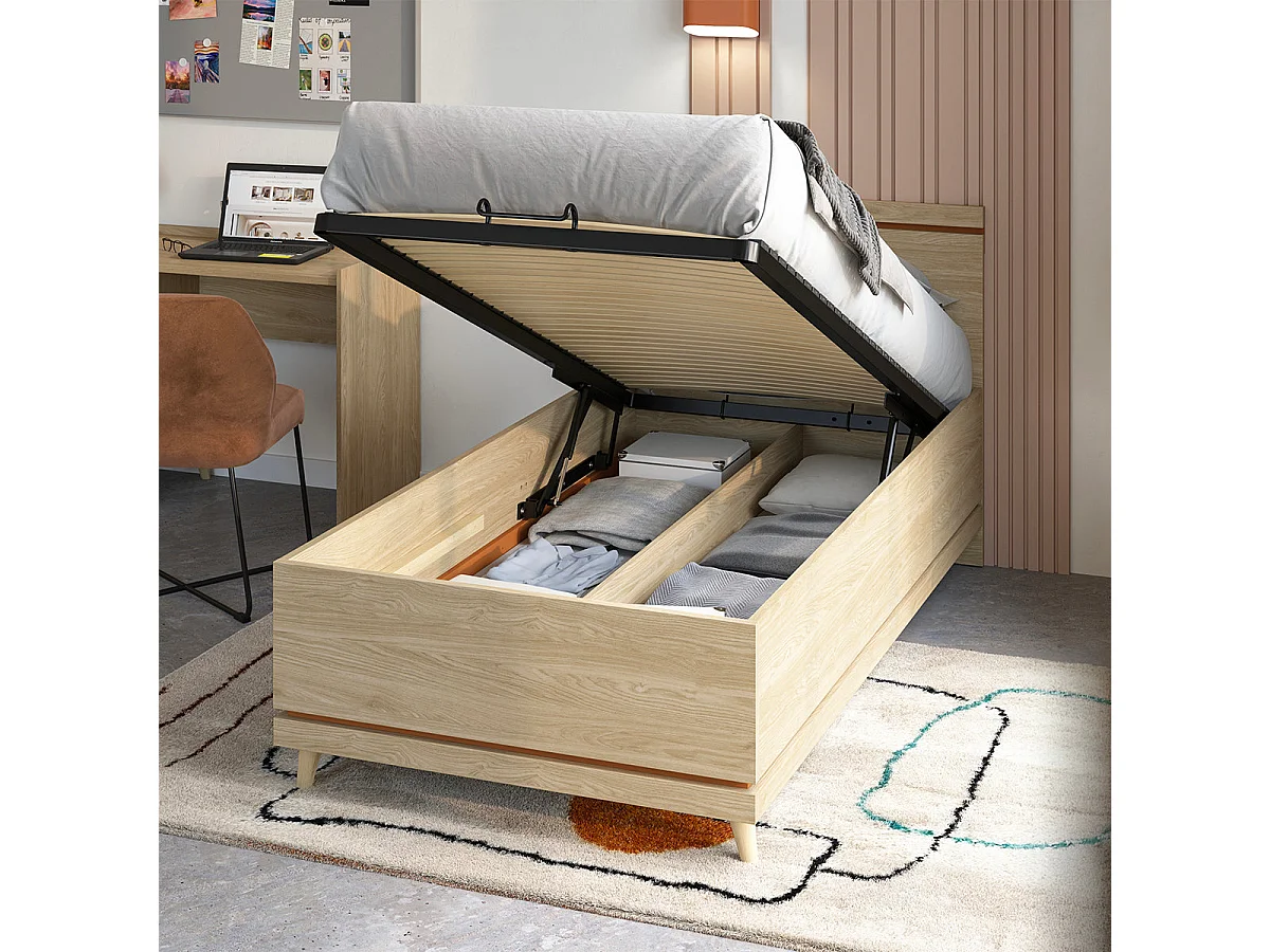 Posteľ s úložným priestorom 100 × 200 vrátane roštu Sandy Bois