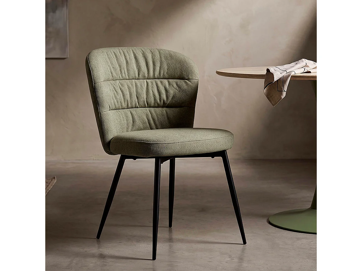 Lot de 2 chaises en tissu et métal Flinn Kaki