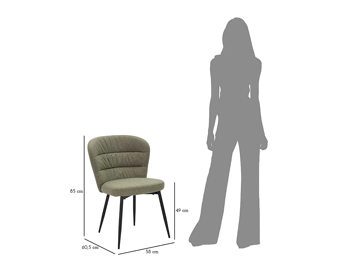 Lot de 2 chaises en tissu et métal Flinn Kaki