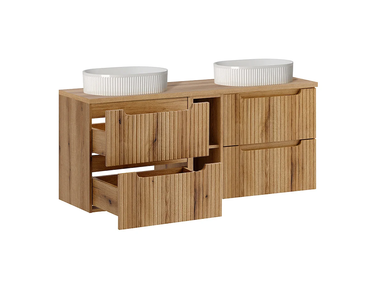 Mobile con doppio lavabo 140cm 4 cassetti 2 nicchie Riva Bois