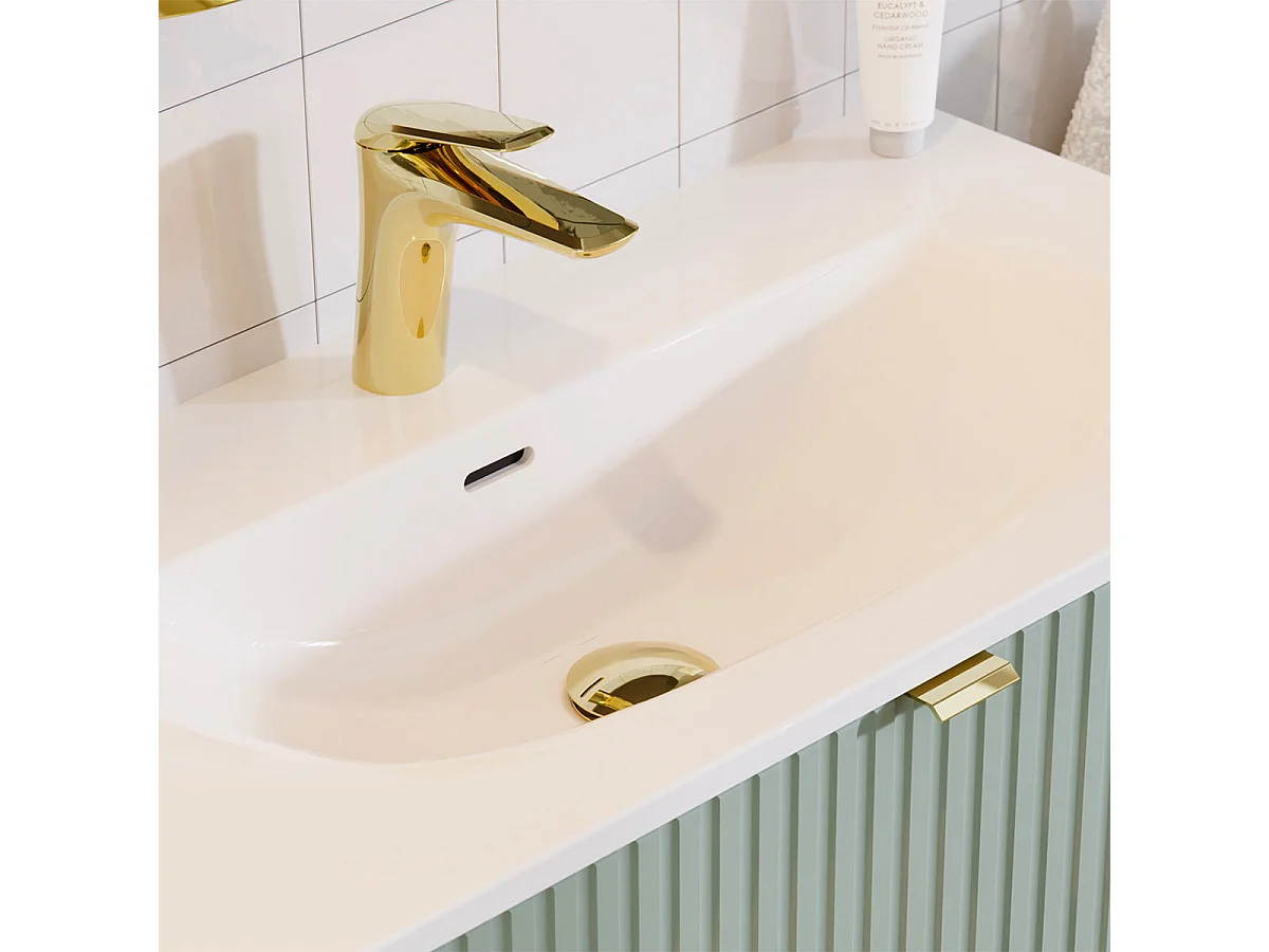Riva Wood 80-cm Built-In Single-Sink Vanity Set with 2 Drawers and Tall Cabinet