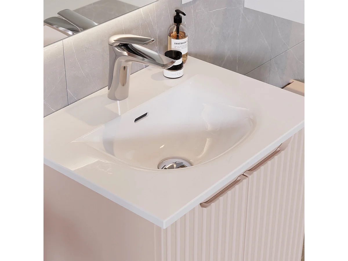 Riva Wood 50-cm Built-In Single-Sink Vanity Set with 2 Drawers and Tall Cabinet
