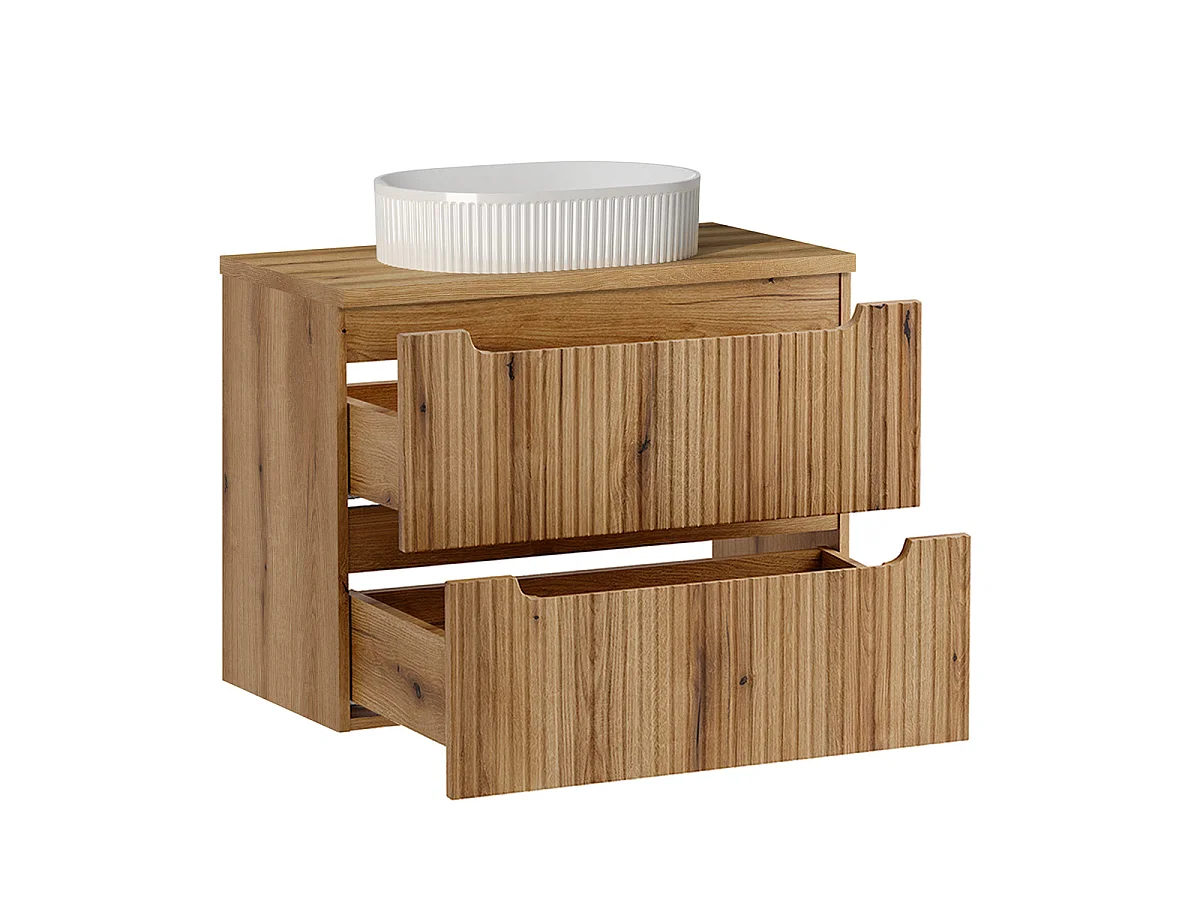 Riva Wood 80-cm Single-Sink Vanity Set with 2 Drawers and Tall Cabinet