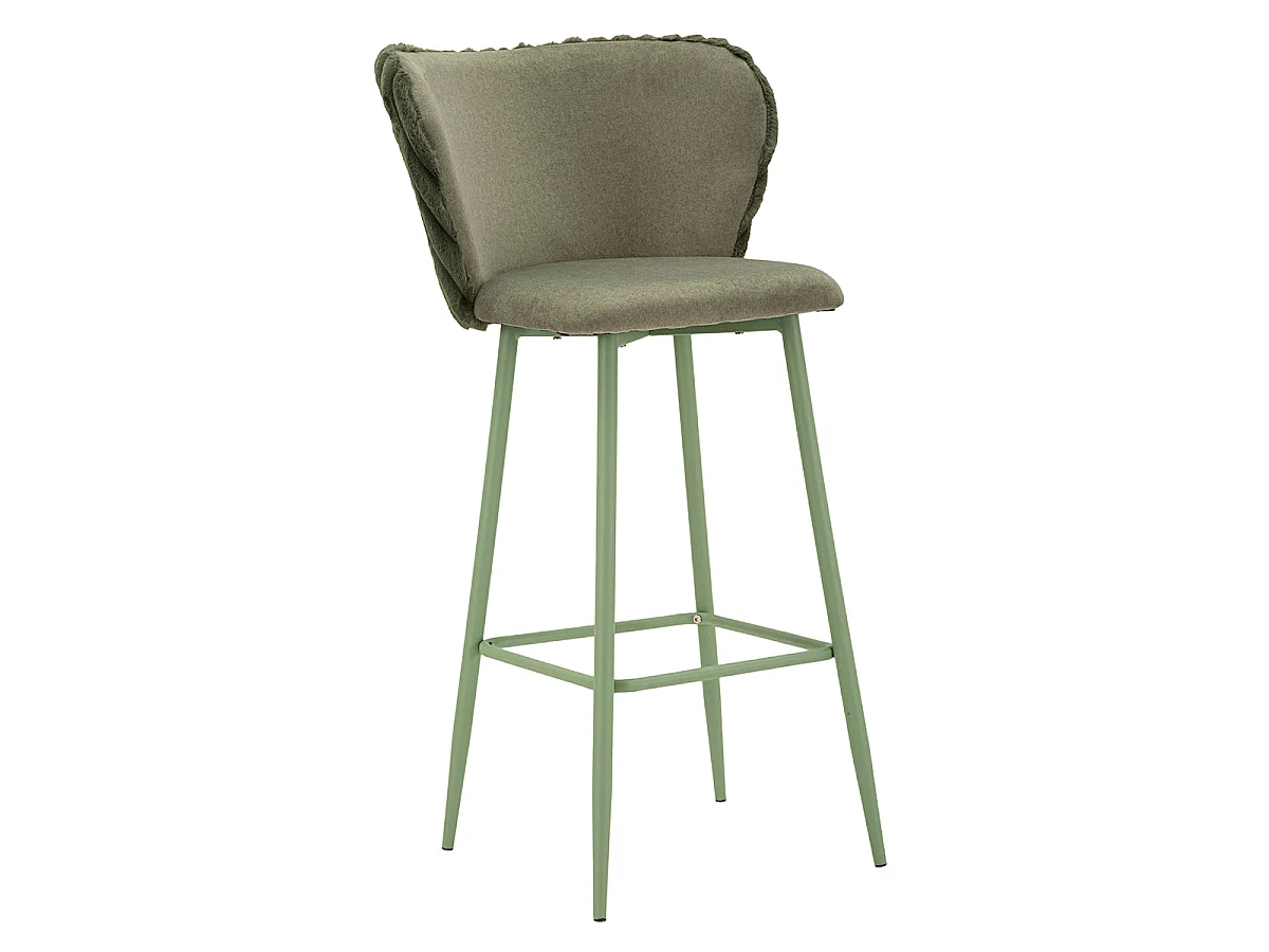 Set med 2 barstolar, 77 cm, North, ribbad sammet, khaki