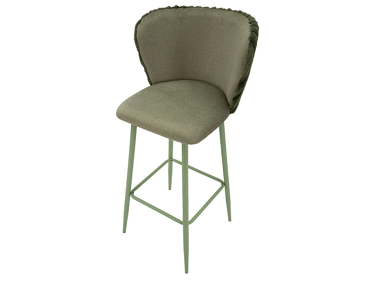 Set med 2 barstolar, 77 cm, North, ribbad sammet, khaki