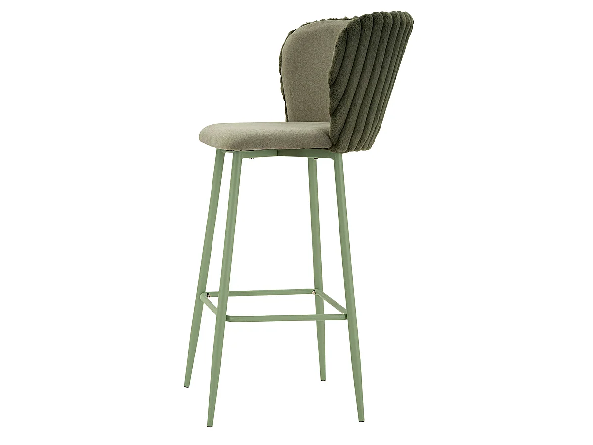 Set med 2 barstolar, 77 cm, North, ribbad sammet, khaki
