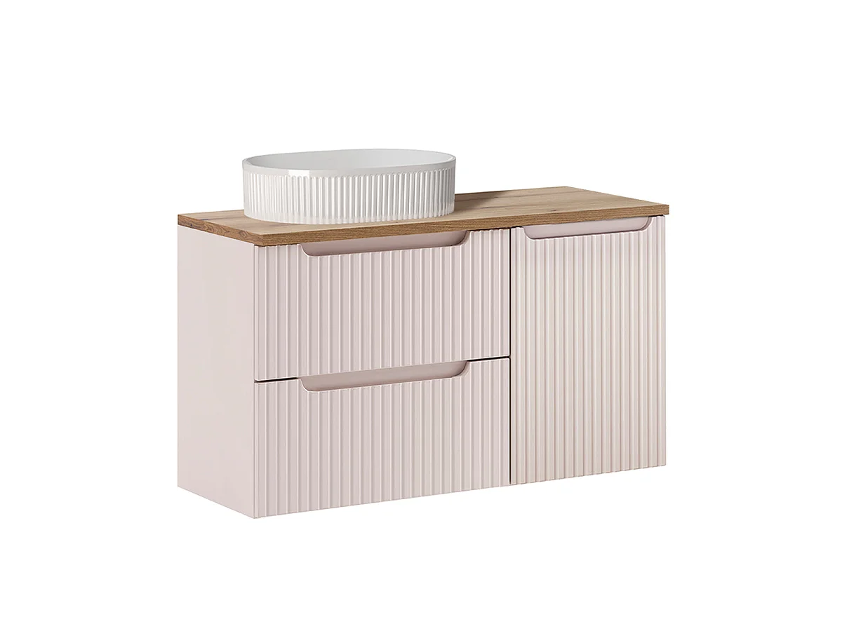 100-cm Single-Sink Vanity with Laundry Basket and 2 Drawers—Riva Cashmere and Wood