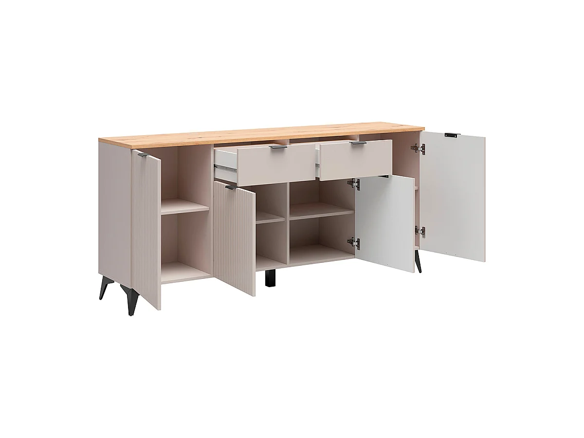Buffet 4 portes 2 tiroirs Vicky Cachemire et Bois