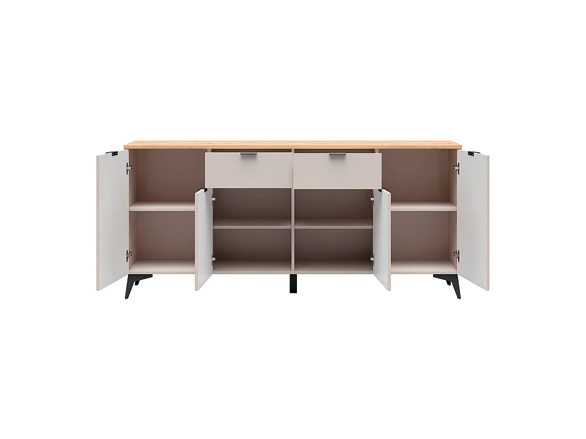 Buffet 4 portes 2 tiroirs Vicky Cachemire et Bois