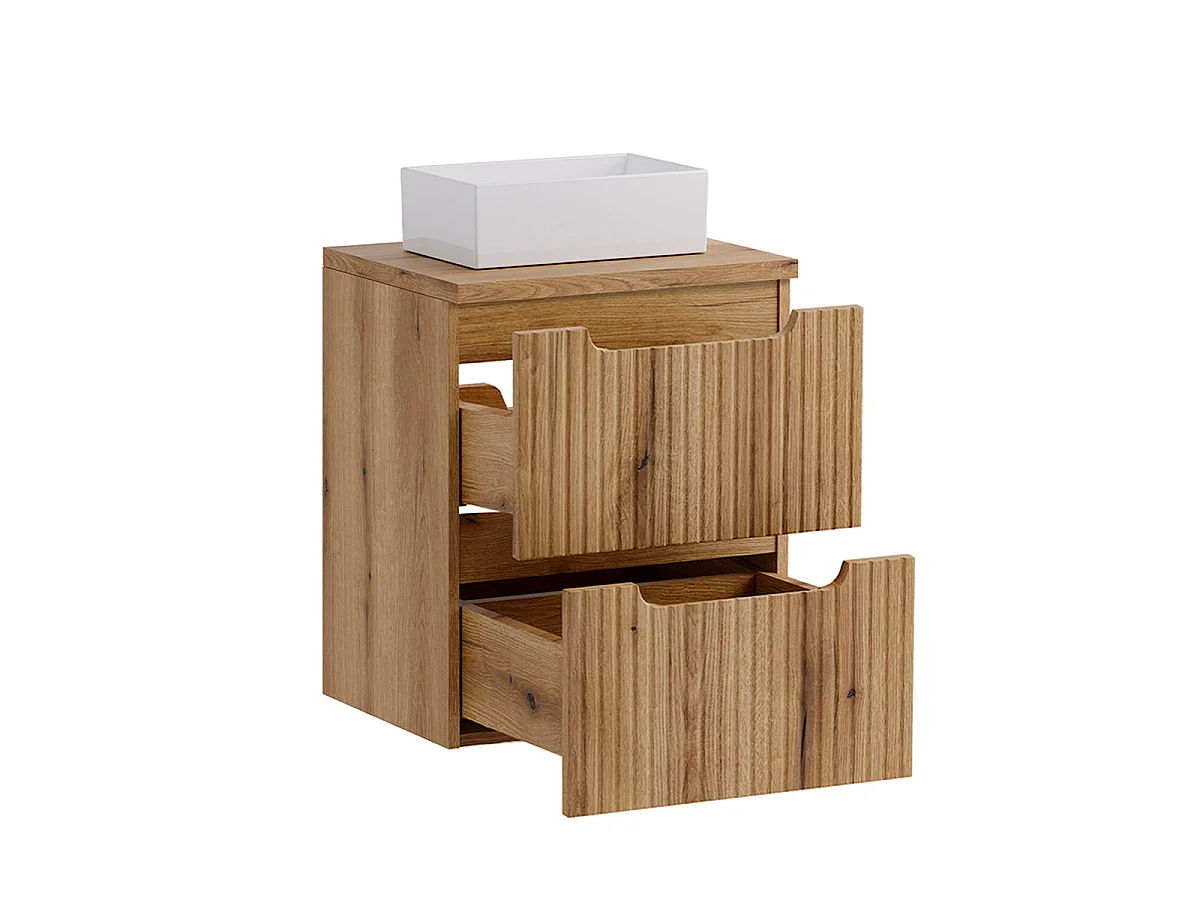 Riva Wood 50-cm Single-Sink Vanity Set with 2 Drawers and Tall Cabinet