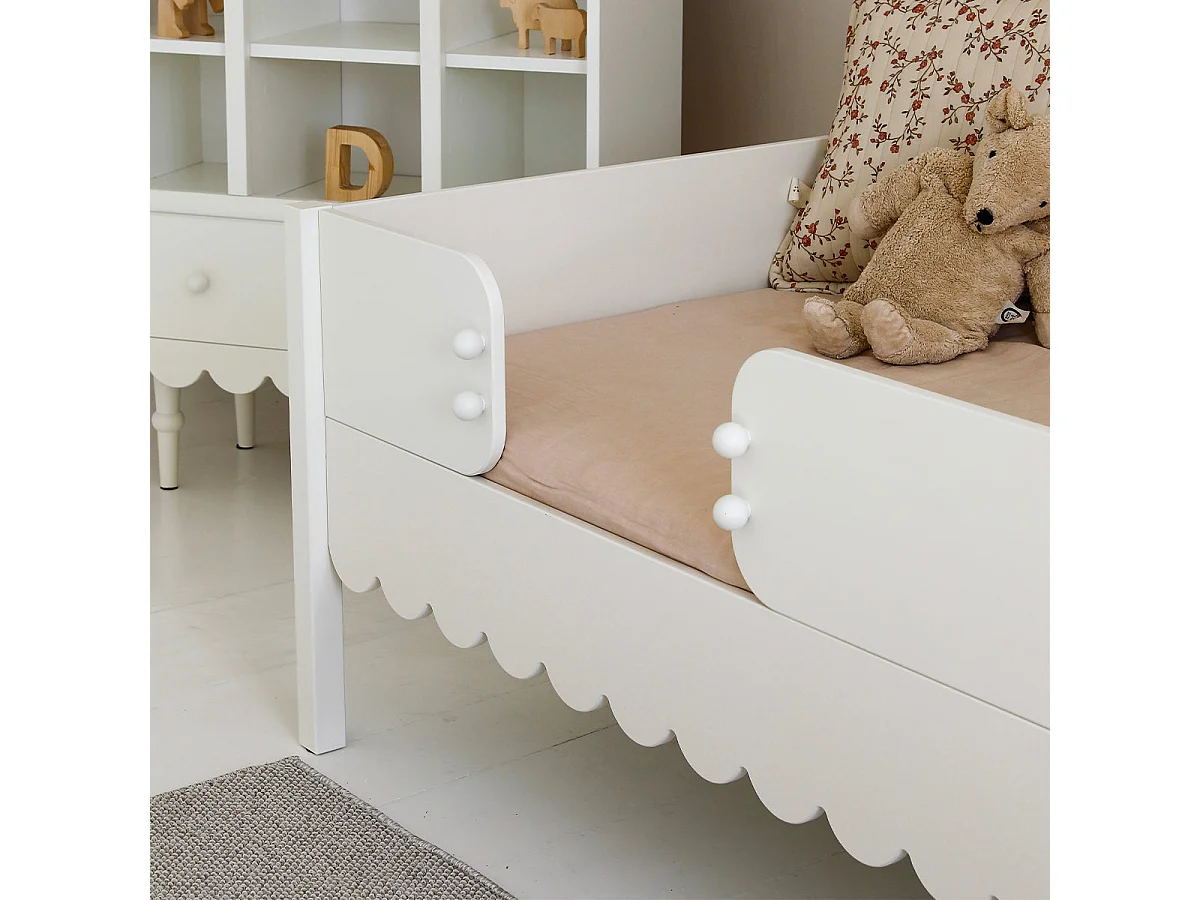 Lit 90x200 barrière et sommier inclus Wood Luck Babushka Blanc