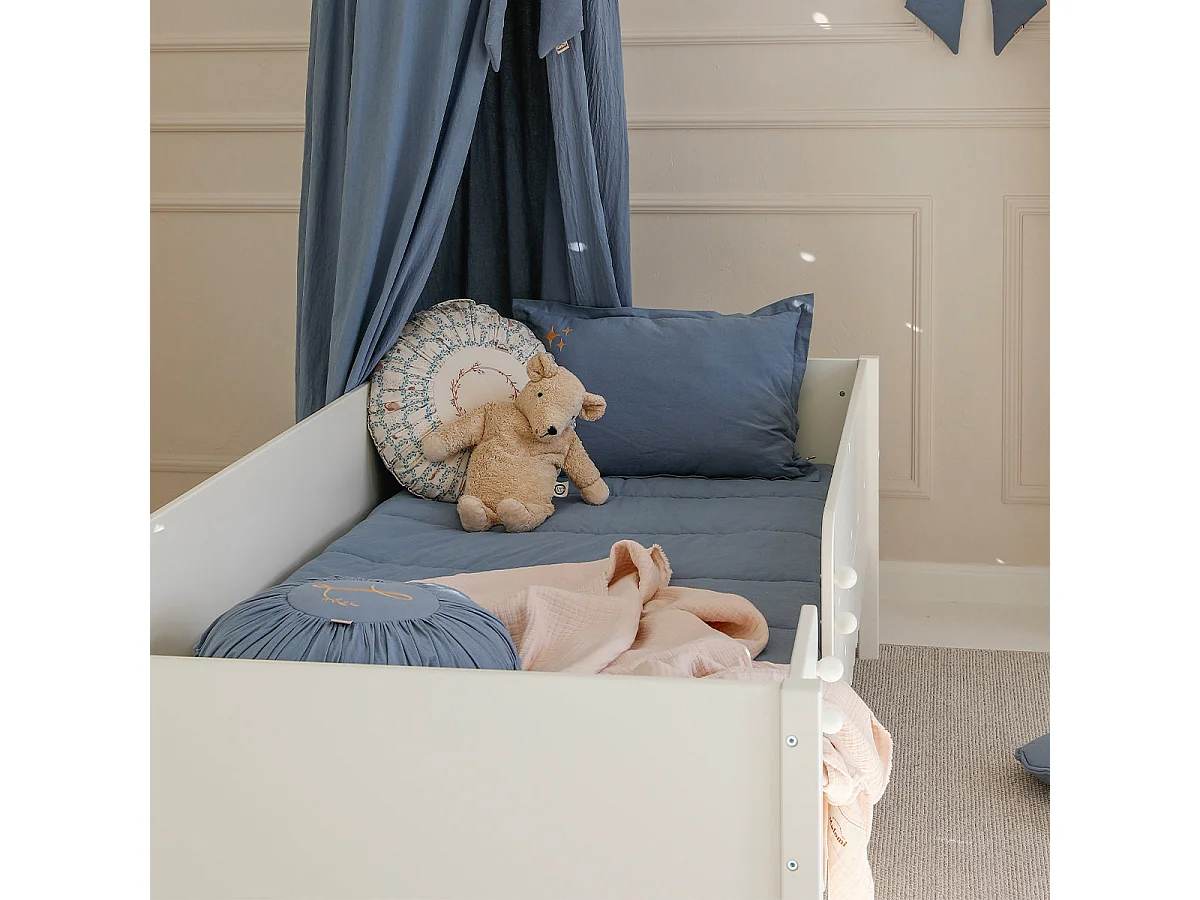 Lit 90x200 barrière et sommier inclus Wood Luck Babushka Blanc