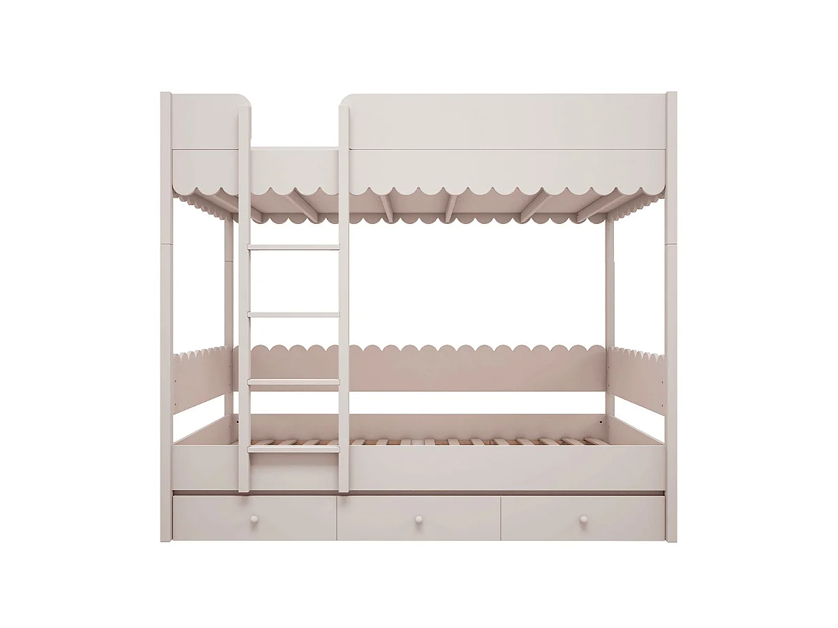Lit superposé 90x200 sommiers et tiroir inclus Wood Luck Babushka Blanc