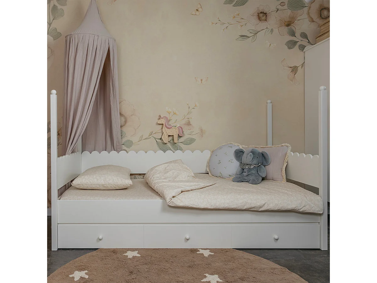 Lit superposé 90x200 sommiers et tiroir inclus Wood Luck Babushka Blanc