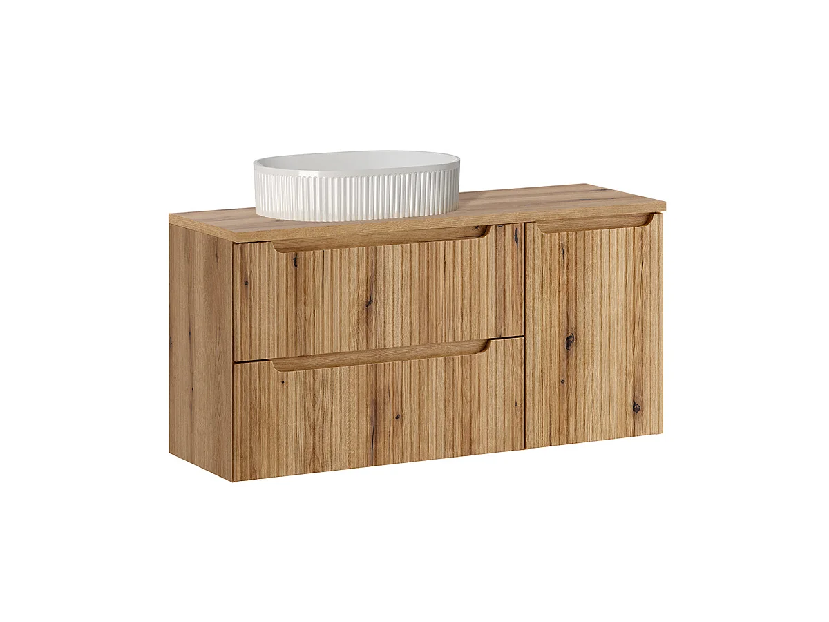 Riva Wood 120-cm Single-Sink Vanity Set with Laundry Basket and Tall Cabinet