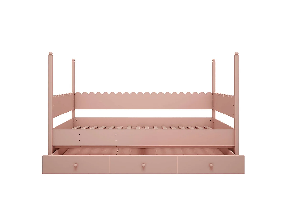 Lit superposé 90x200 sommiers et tiroir inclus Wood Luck Babushka Rose