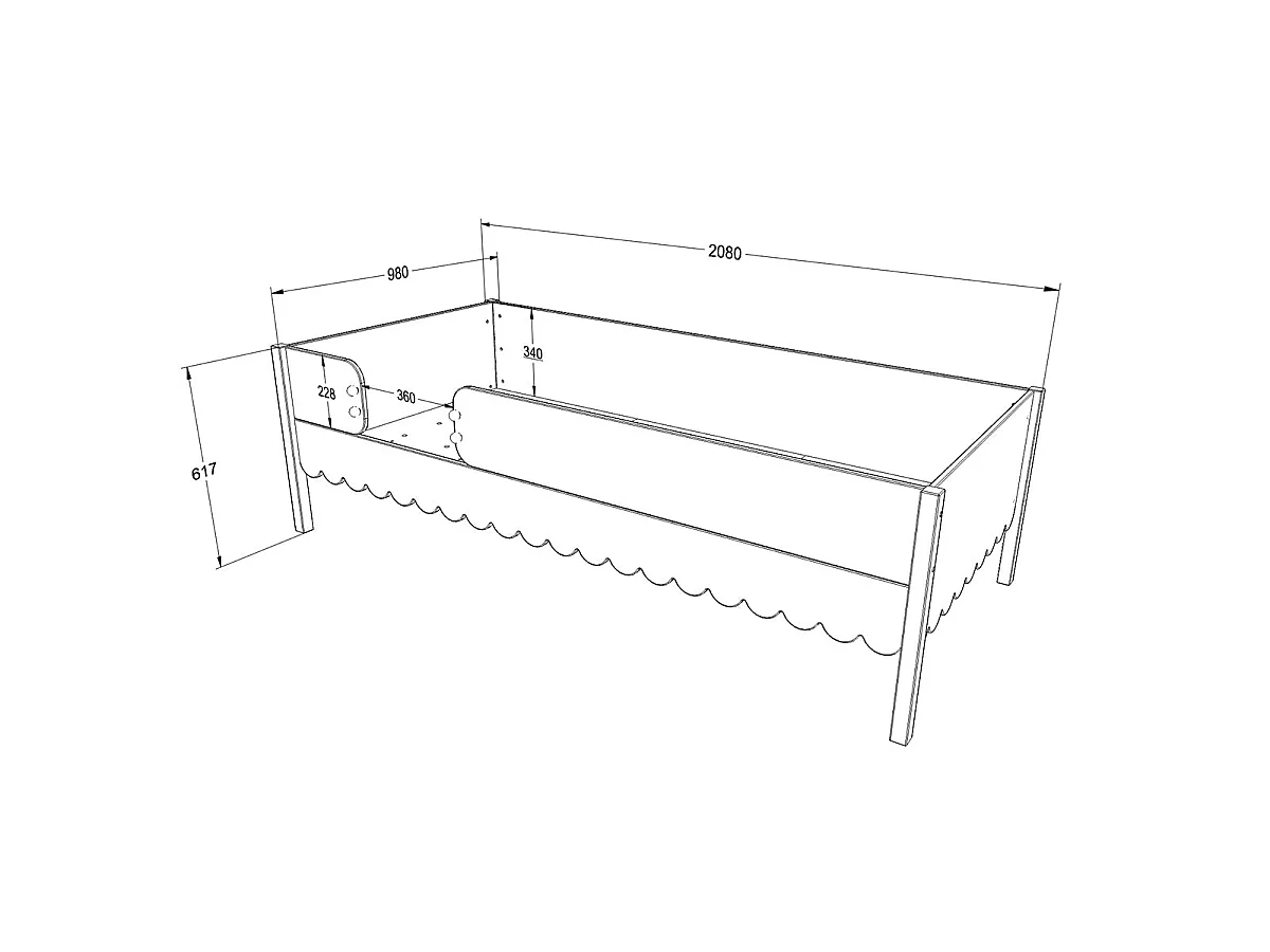 Posteľ 90x200 vrátane bočnice a roštu Wood Luck Babushka Rose