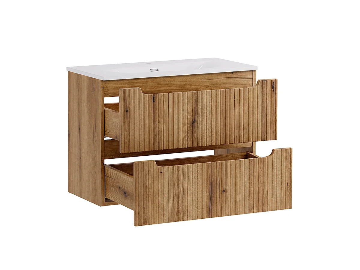 80-cm Built-In Single-Sink Vanity with 2 Drawers, Riva Wood