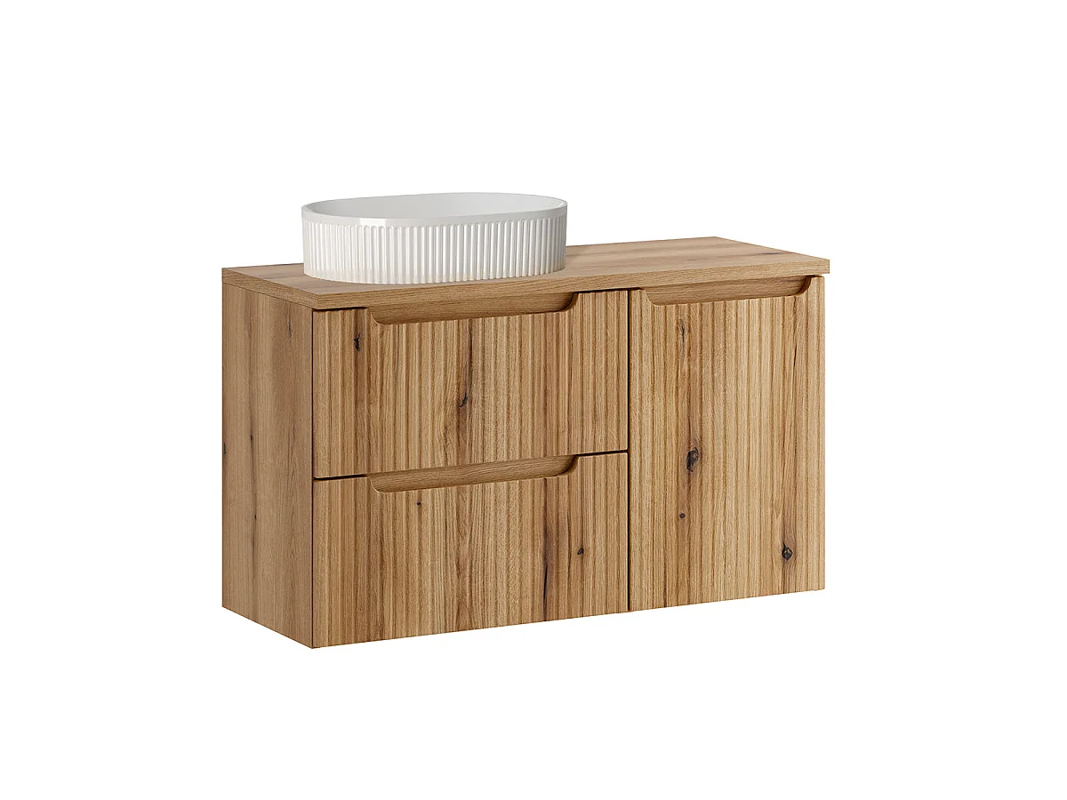 100cm Single-Sink Vanity with Laundry Basket Riva Wood