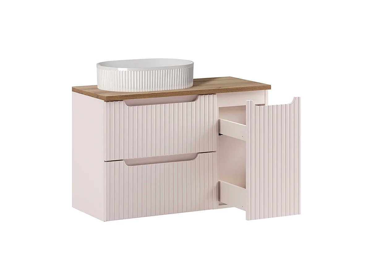 90-cm Single-Sink Vanity with 3 Drawers, Riva Cashmere and Wood