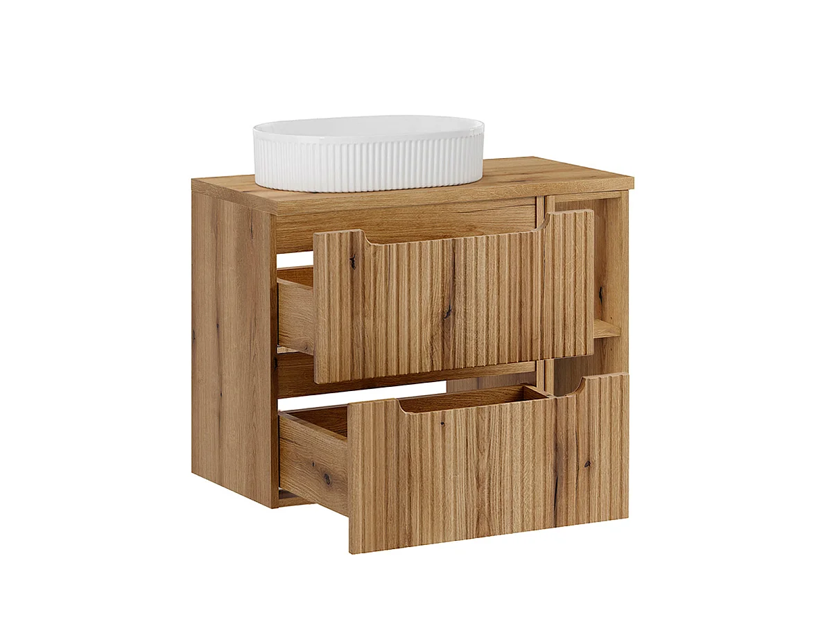 Riva Wood 80-cm Single-Sink Vanity with 2 Drawers and 2 Open Shelves