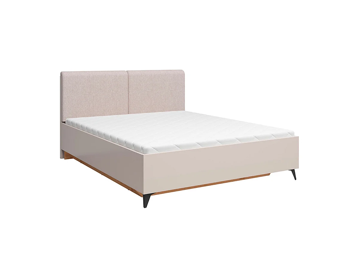 160x200 Storage Bed with Mattress Base Included, Side-Opening, Vicky Cashmere and Wood