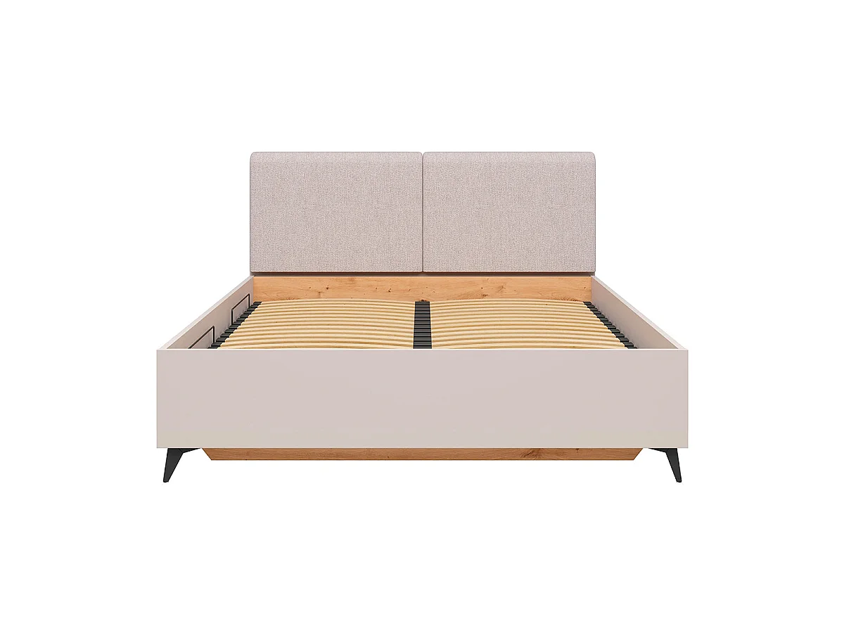 160x200 Storage Bed with Mattress Base Included, Side-Opening, Vicky Cashmere and Wood