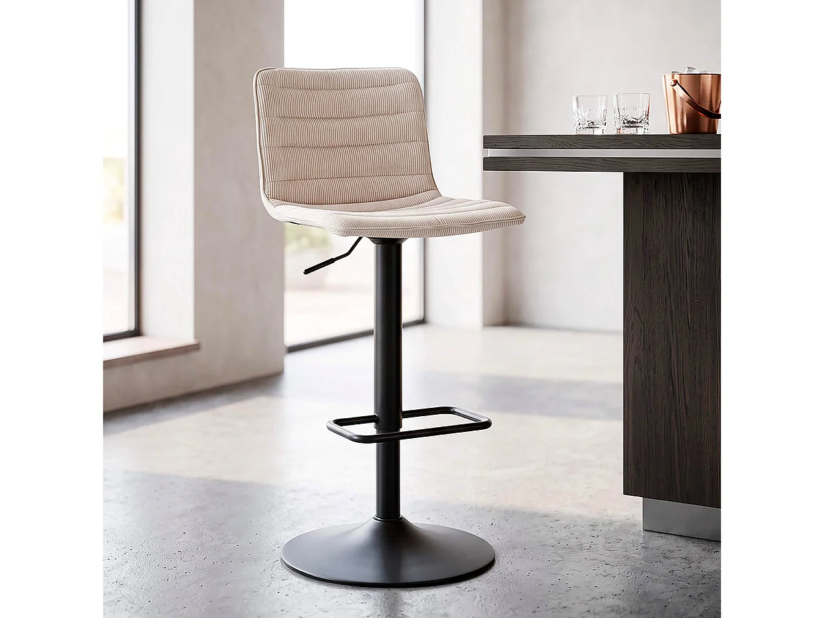 Lot de 2 tabourets de bar réglables de 61 à 83 cm en tissu et métal Mason Blanc et Noir