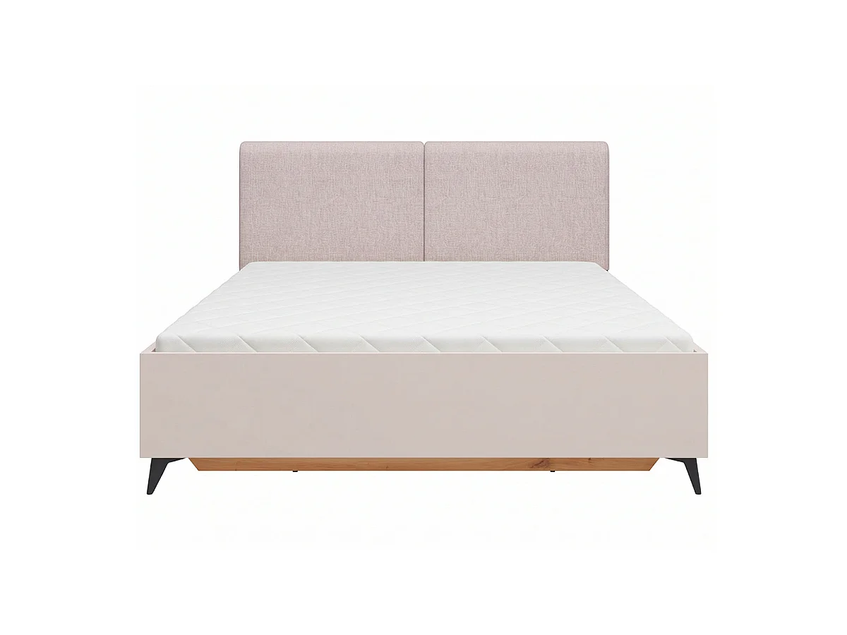 160x200 Storage Bed with Mattress Base Included, Front-Opening, Vicky Cashmere and Wood