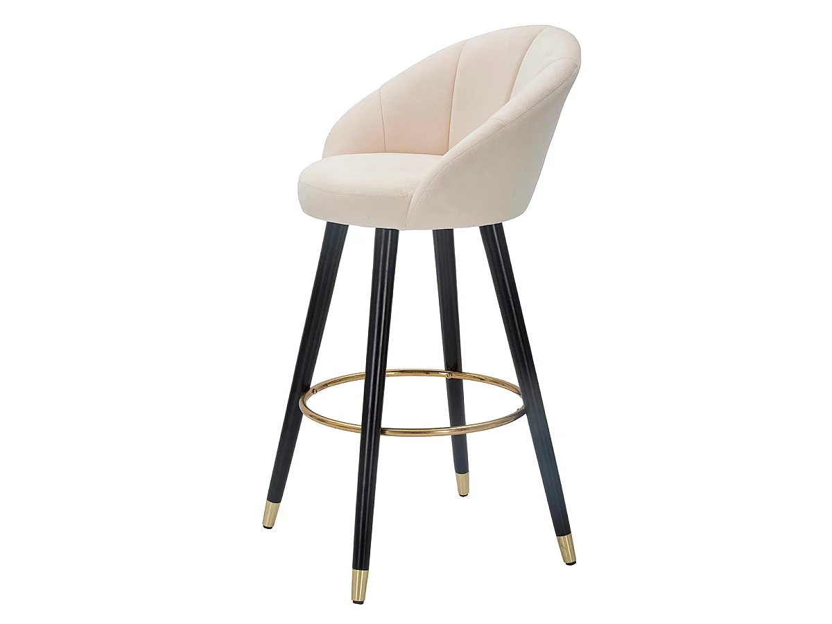 Cadeira de bar fixa de 80 cm em tecido Sirena Creme
