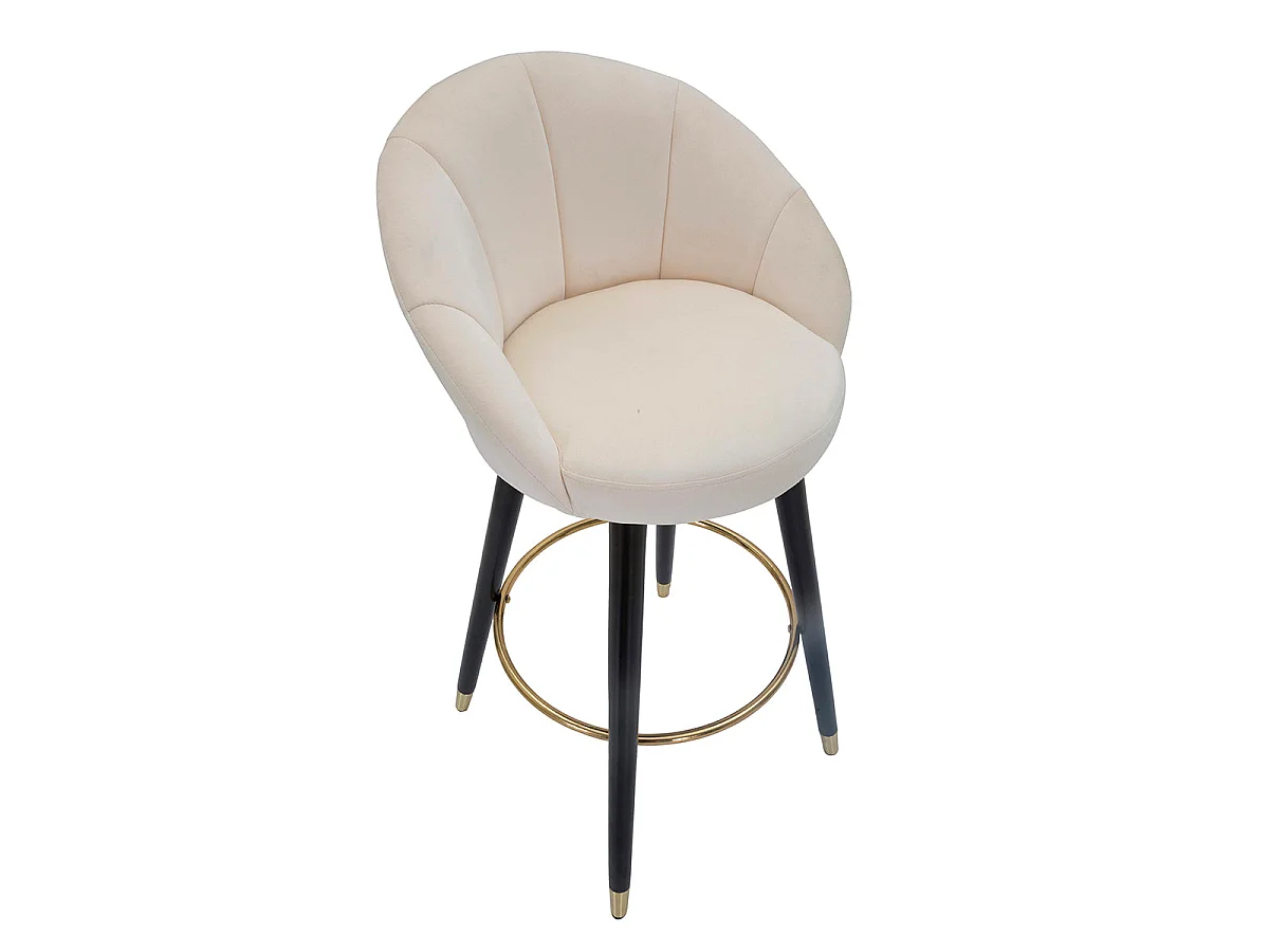 Cadeira de bar fixa de 80 cm em tecido Sirena Creme