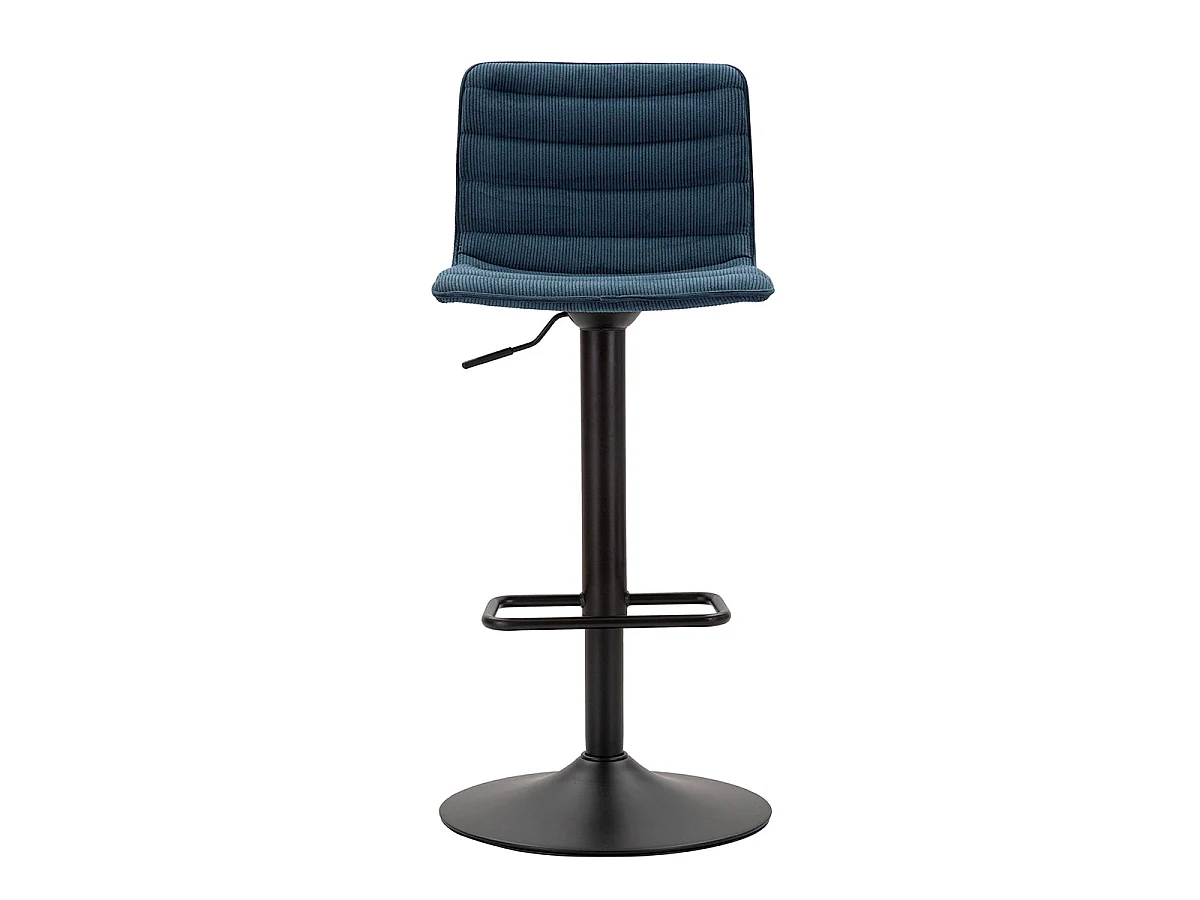 Lote de 2 taburetes de bar ajustables de 61 a 83 cm, de tela y metal, en azul Mason y negro