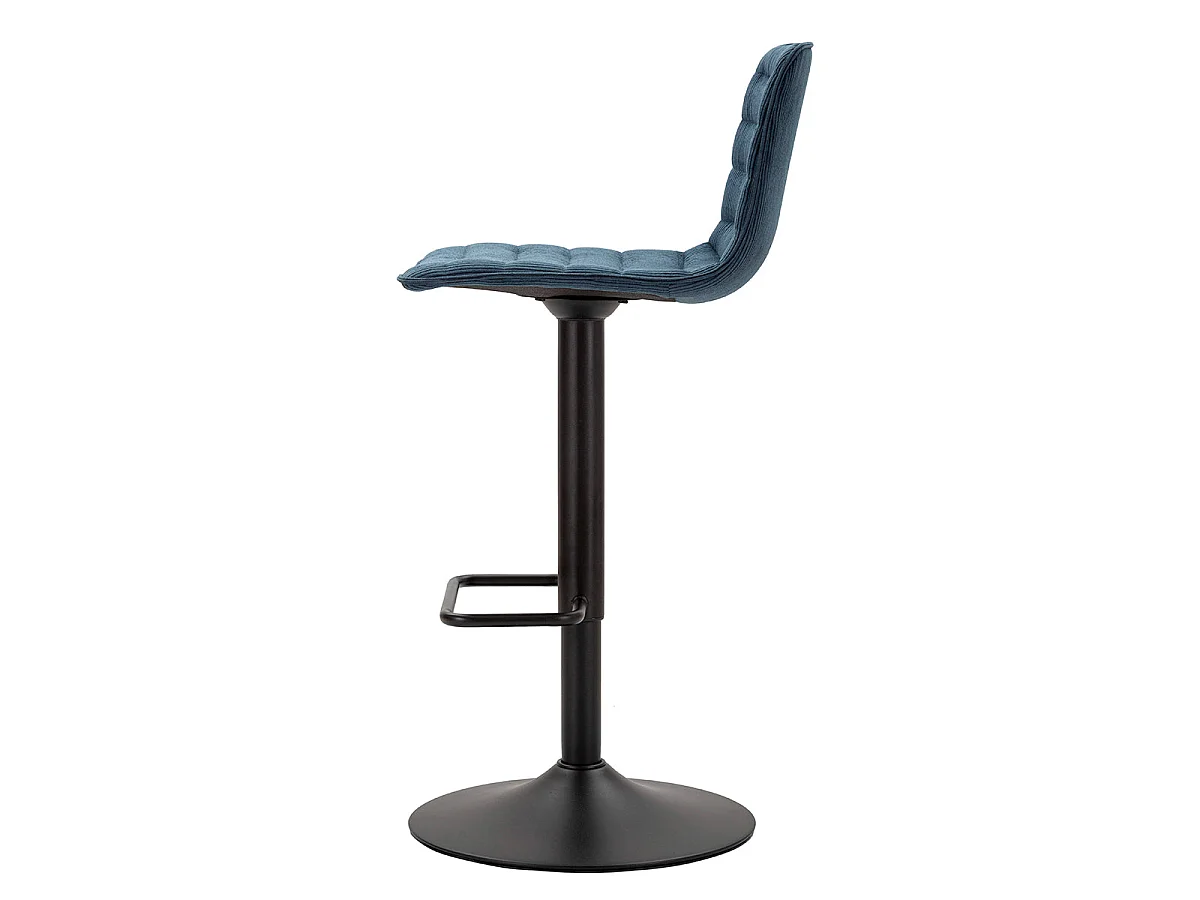 Lote de 2 taburetes de bar ajustables de 61 a 83 cm, de tela y metal, en azul Mason y negro